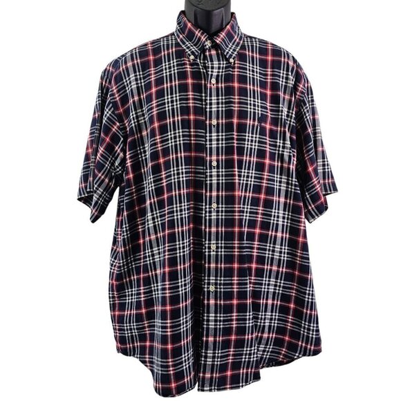 Ralph Lauren Blake 100% Cotton Plaid Button Down Short Sleeve Shirt – Size Large - Picture 1 of 15